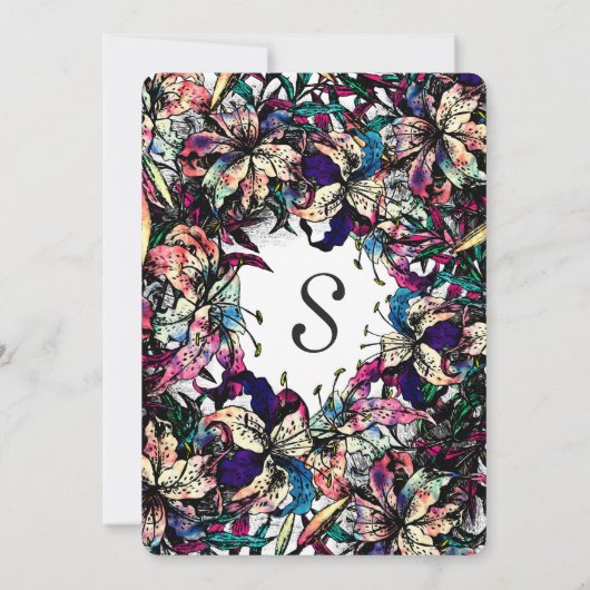 Waterverf Dragon Lilies Sweet 16 Uitnodigingen (Achterkant)