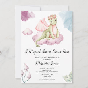 Waterverf Dragon Magical Arrival Baby shower Kaart