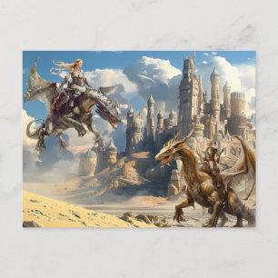 Waterverf Dragon Riders Fantasy Briefkaart