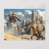Waterverf Dragon Riders Fantasy Briefkaart (Voorkant)