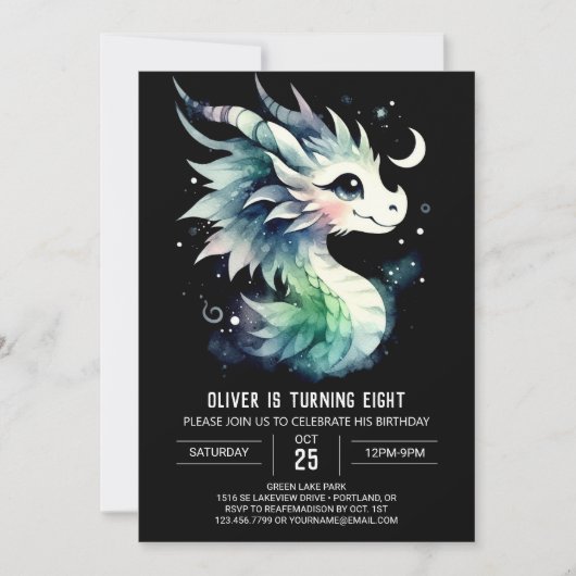 Waterverf Dragon Verjaardag Kinderen Kaart (Voorkant)
