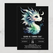 Waterverf Dragon Verjaardag Kinderen Kaart (Voorkant / Achterkant)