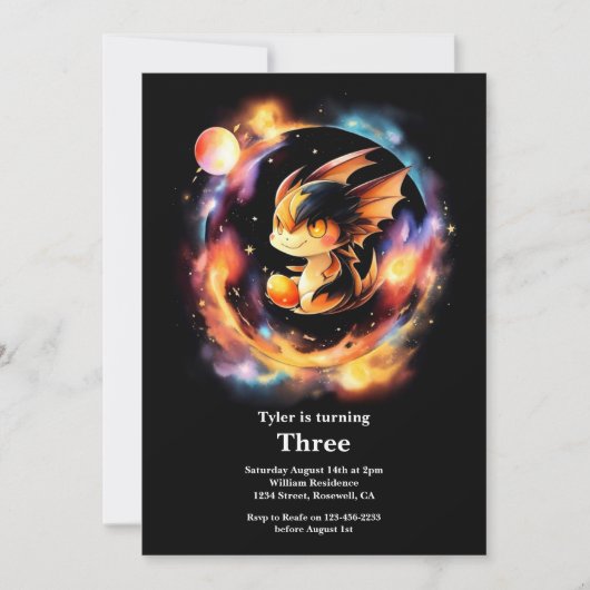 Waterverf Dragon Verjaardagsuitnodiging Kaart (Voorkant)