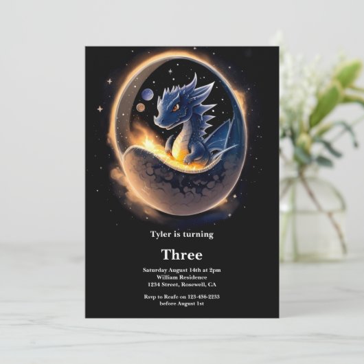 Waterverf Dragon Verjaardagsuitnodiging Kaart (Staand voorkant)