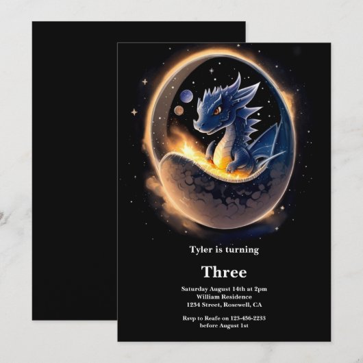 Waterverf Dragon Verjaardagsuitnodiging Kaart (Voorkant / Achterkant)