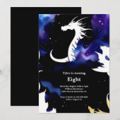 Waterverf Dragon Verjaardagsuitnodiging Kaart (Voorkant / Achterkant)