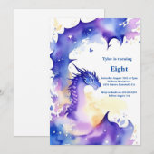 Waterverf Dragon Verjaardagsuitnodiging Kaart (Voorkant / Achterkant)