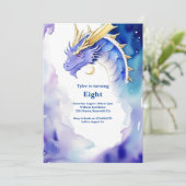 Waterverf Dragon Verjaardagsuitnodiging Kaart (Staand voorkant)