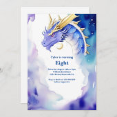 Waterverf Dragon Verjaardagsuitnodiging Kaart (Voorkant / Achterkant)