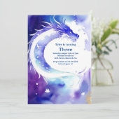 Waterverf Dragon Verjaardagsuitnodiging Kaart (Staand voorkant)