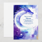 Waterverf Dragon Verjaardagsuitnodiging Kaart (Voorkant / Achterkant)