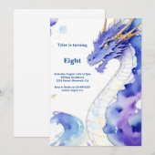 Waterverf Dragon Verjaardagsuitnodiging Kaart (Voorkant / Achterkant)