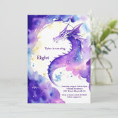 Waterverf Dragon Verjaardagsuitnodiging Kaart (Staand voorkant)