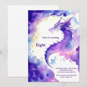 Waterverf Dragon Verjaardagsuitnodiging Kaart (Voorkant / Achterkant)