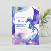 Waterverf Dragon Verjaardagsuitnodiging Kaart (Staand voorkant)