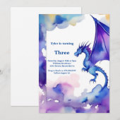 Waterverf Dragon Verjaardagsuitnodiging Kaart (Voorkant / Achterkant)