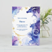 Waterverf Dragon Verjaardagsuitnodiging Kaart (Staand voorkant)