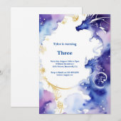 Waterverf Dragon Verjaardagsuitnodiging Kaart (Voorkant / Achterkant)