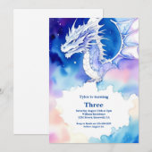 Waterverf Dragon Verjaardagsuitnodiging Kaart (Voorkant / Achterkant)