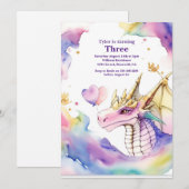 Waterverf Dragon Verjaardagsuitnodiging Kaart (Voorkant / Achterkant)