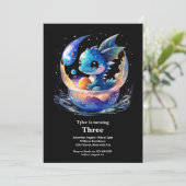 Waterverf Dragon Verjaardagsuitnodiging Kaart (Staand voorkant)