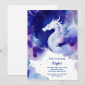 Waterverf Dragon Verjaardagsuitnodiging Kaart (Voorkant / Achterkant)