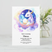 Waterverf Dragon Verjaardagsuitnodiging Kaart (Staand voorkant)