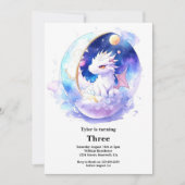 Waterverf Dragon Verjaardagsuitnodiging Kaart (Voorkant)