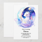 Waterverf Dragon Verjaardagsuitnodiging Kaart (Voorkant / Achterkant)