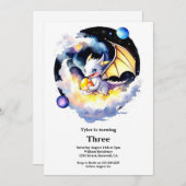 Waterverf Dragon Verjaardagsuitnodiging Kaart (Voorkant / Achterkant)