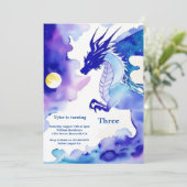 Waterverf Dragon Verjaardagsuitnodiging Kaart (Staand voorkant)