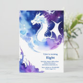 Waterverf Dragon Verjaardagsuitnodiging Kaart (Staand voorkant)