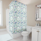 Waterverf Dragonflies Blauwgroen Lavender Blue Whi Douchegordijn (In situ)