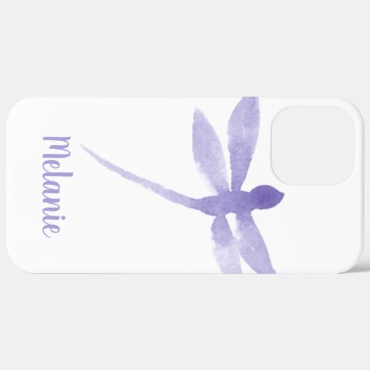 Waterverf Dragonflies Paarse monogramnaam Case-Mate iPhone Case (Achterkant (horizontaal))