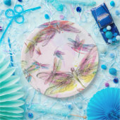 Waterverf Dragonflies PapierBord Papieren Bordje (Feest)