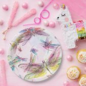 Waterverf Dragonflies PapierBord Papieren Bordje (Feest)