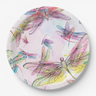 Waterverf Dragonflies PapierBord Papieren Bordje