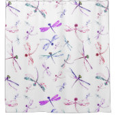 Waterverf Dragonflies Roze Lavender Blue White Douchegordijn (Voorkant)
