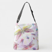 Waterverf Dragonflies Roze lavender Paarse tas (Achterkant)