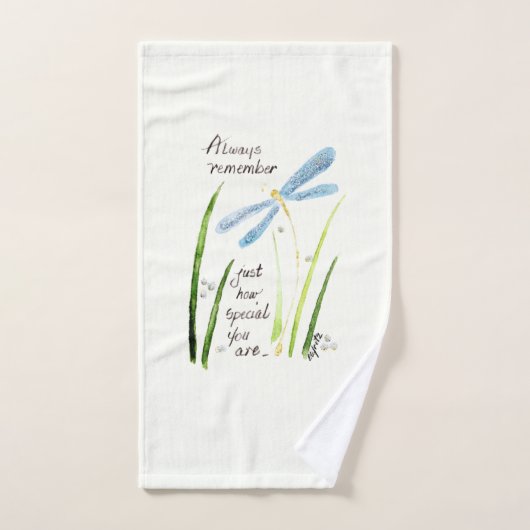  Waterverf Dragonfly Altijd tekst onthouden Handdoek (Handdoek)