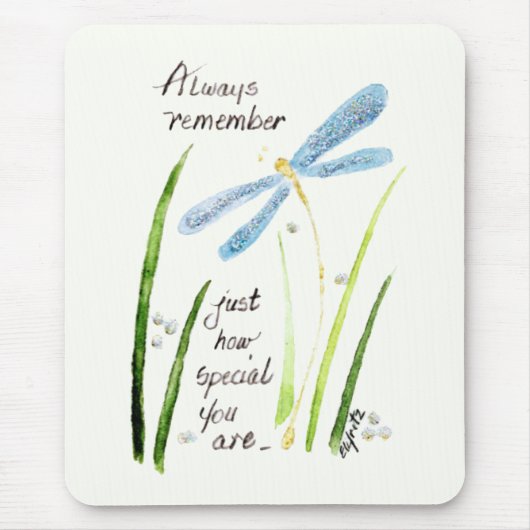  Waterverf Dragonfly Altijd tekst onthouden Muismat (Voorkant)