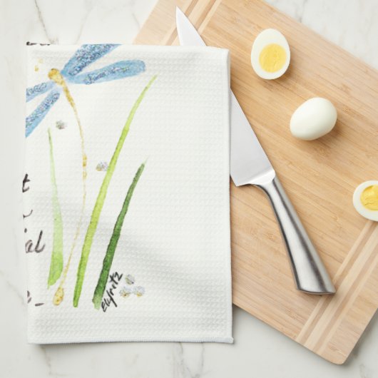  Waterverf Dragonfly Altijd tekst onthouden Theedoek (Quarter Fold)