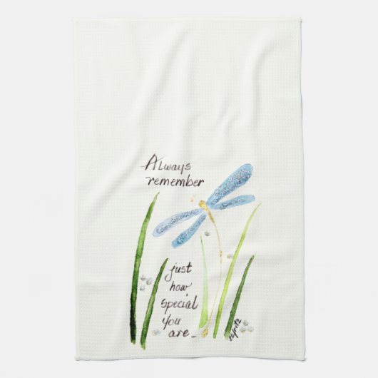  Waterverf Dragonfly Altijd tekst onthouden Theedoek (Verticaal)