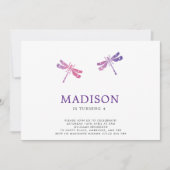 Waterverf Dragonfly Birthday Party Invitation Kaart (Voorkant)