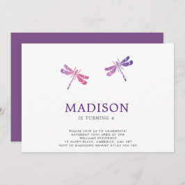 Waterverf Dragonfly Birthday Party Invitation Kaart