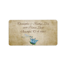  Waterverf Dragonfly Blauw Bloemen Adres