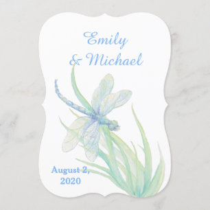 Waterverf Dragonfly Blue Green Natuur Wedding Kaart