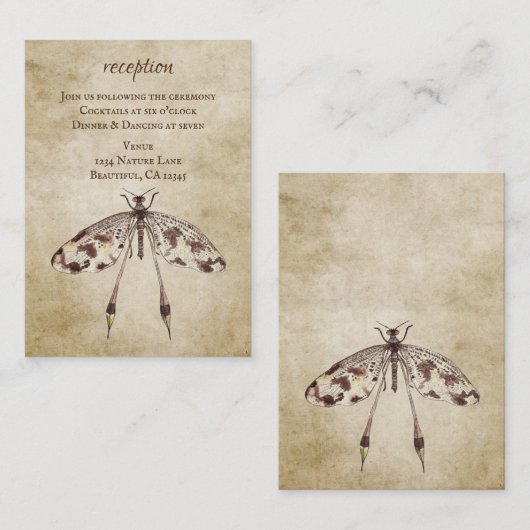  Waterverf Dragonfly bruiloft receptie Informatiekaartje (Voorkant / Achterkant)