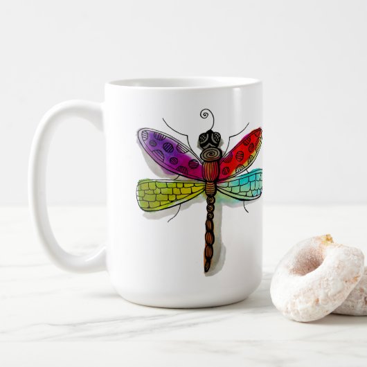Waterverf Dragonfly Coffee Mok (Met donut)