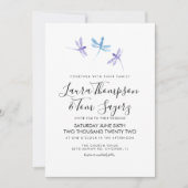 Waterverf Dragonfly Elegant Script Wedding Kaart (Voorkant)